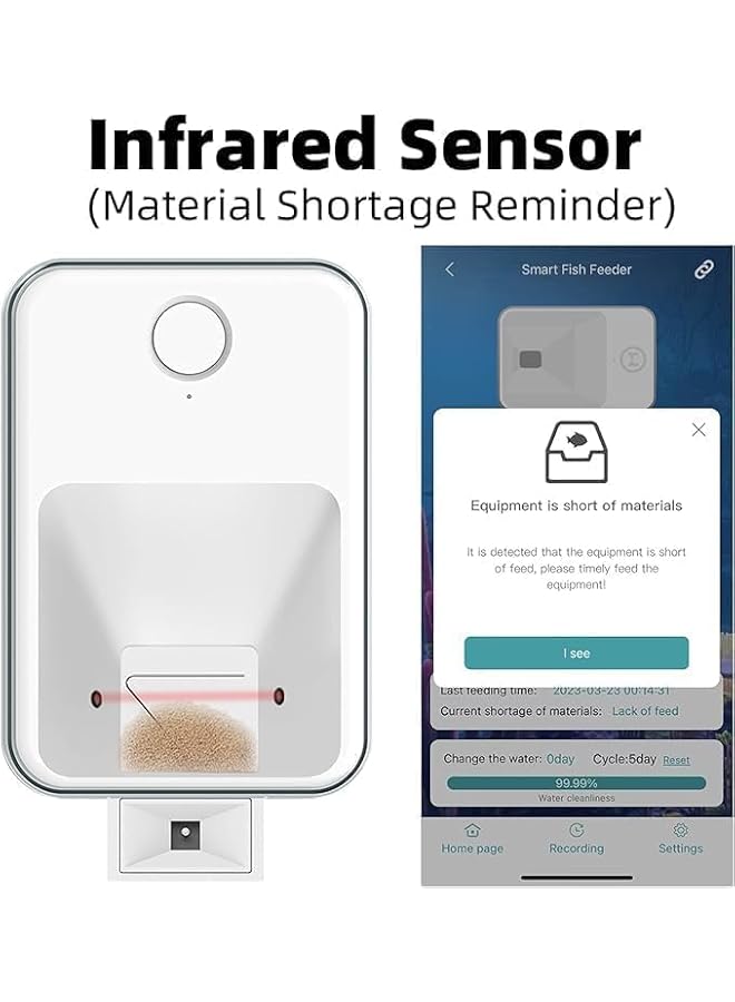 Feeder سمكة ذكي سعة 450 مل، يتحكم فيه WiFi، تحكم عبر التطبيق، سعة كبيرة، مناسب لحوض السمك، خزان السلاحف، طعام محبب، تغذية خلال العطلات. - Image 4